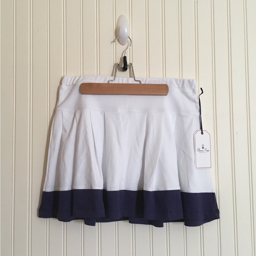 Classic Prep girls white navy blue Scout colorblock skort size 14 NWI